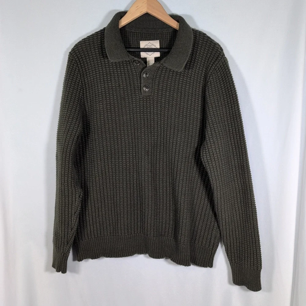 St John's Bay Sweater Mens Green Heavy  Knit Blend  Sz Large